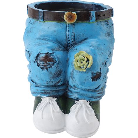 Pot de fleur en forme de pantalon en résine décoratif stylé cache-pot figurine jardin polyvalente pour maison pelouse jardin (1/5)
