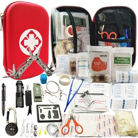 Ulisem – Coffret de secours compact – Trousse de premiers secours pour 1 à 4 personnes – Kit de survie pour randonnée, camping et chasse – Équipement d'urgence
