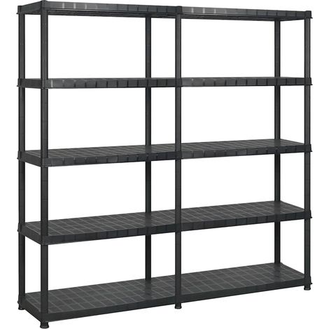 Estanterías almacenaje 5 niveles plástico negro 183x457x185cm