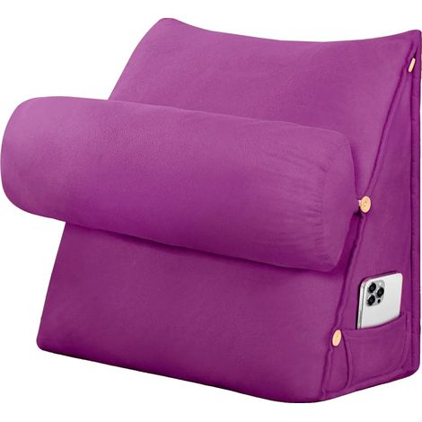 Coussin de soutien lombaire, angles réglables, rouleau de cou amovible, Violet, 60x22x50cm-a (1/2)