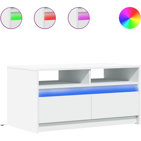 Maison Exclusive - LED-Couchtisch Weiß Holzwerkstoff