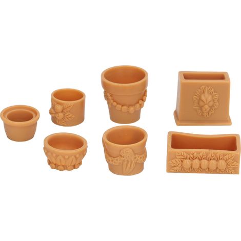 Miniatur-Blumentöpfe aus Kunstharz für Puppenhäuser im Maßstab 1:12, detailgetreue und realistische DIY-Dekoration (1/5)