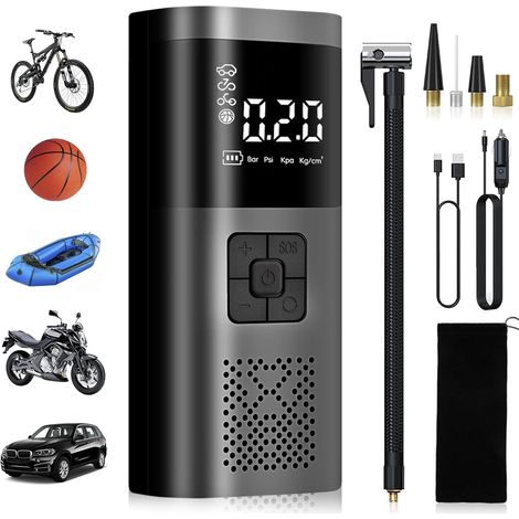 Compresseur à Air Portatif, Mini Pompe a Velo Electrique, Gonfleur Electrique Pneu sans Fil, 4 Modes pour Voiture,Velo,Moto,Balle (1/5)