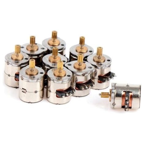 10 PièCes/Paquet Mini Moteur Stepper 2 Phases 4 Fils Moteur Stepper Miniature avec Engrenage Mini Moteur Jouet Moteur Bricolage (1/5)