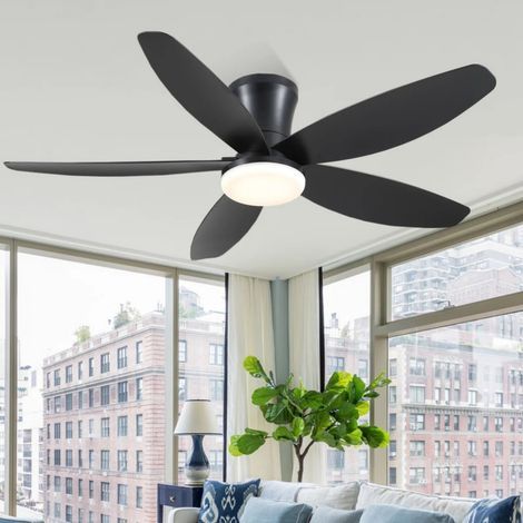 Kviflon ventilateur de plafond LED noir 107 cm, moteur DC, 6 vitesses