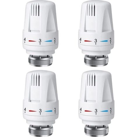 Tête de thermostat Thermostat 4 pièces M 30 x 1,5 Tête de rechange pour vanne de radiateur avec réglage antigel (1/4)