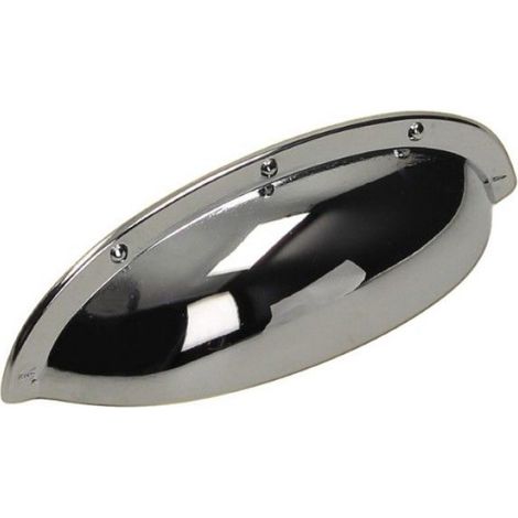 Poignée De Meuble - Coquille - Chrome Brillant - 64 mm - Pour Cuisine Bureau Intérieur - Lot De 1