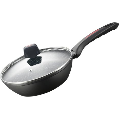 Royalty line rl fdn24 poele a frire profonde avec revetement en marbre de 24 cm avec couvercle - 22 l