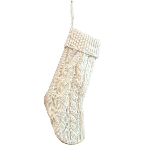 Weihnachtsstrumpf aus Strickgarn, Christbaumschmuckstrumpf, Weihnachtsbaumstrumpf, Anhänger für den Weihnachtsbaum, zum Aufhängen an der Wand, Fensterdekoration, weiß (1/5)