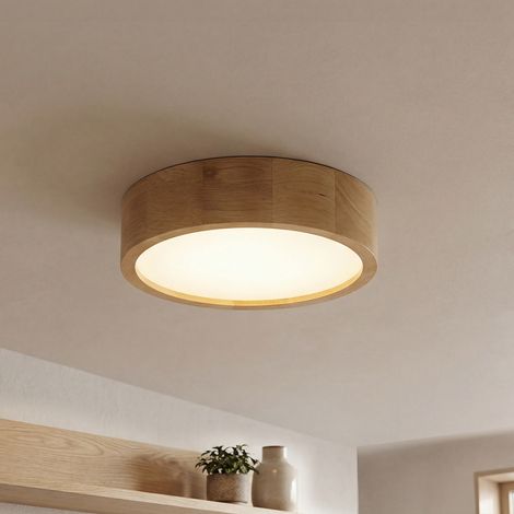 Deckenlampe Wohnzimmer Eiche rund Holz Lampe