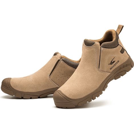 Chaussures de sécurité de soudage à enfiler - semelle en caoutchouc antidérapante - chaussures de travail résistantes à l'usure et anti-brûlure adaptées aux soudeurs - marron - 44EU (1/5)