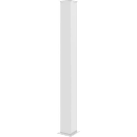 Casanoov – Poteau pour clôture en aluminium blanc mat H.166cm – Section 15x15cm – Chapeau de finition inclus – Pose à visser ou à sceller (1/5)