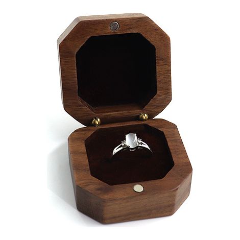 Boîte à bagues double, boîte à bagues de mariage en bois, boîte à bagues de mariage, pour les fiançailles de mariage de la Saint-Valentin, proposition(brun) (1/5)