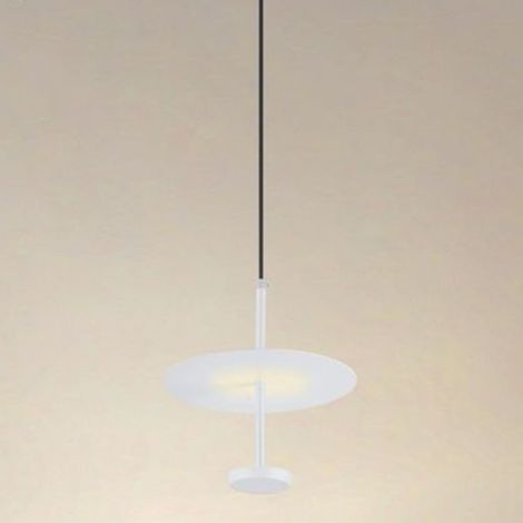 TrAdE Shop Traesio - Lampadario A Sospensione Luce 4000k Led 12w Disco Paralume Piatto Bianco Rotondo 33092 - (1/4)