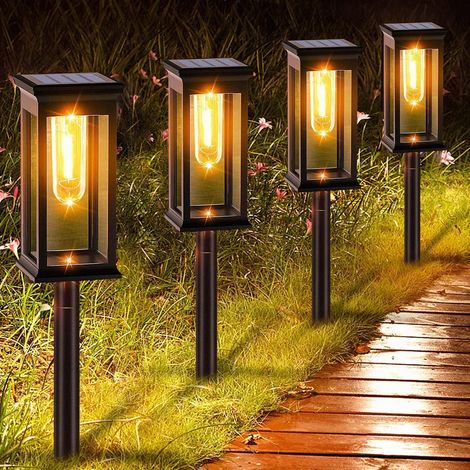 Lampe Solaire Exterieur Jardin, Lot de 8 Lampe Solaire Exterieur, IP65 Allumage Automatique Lampe Solaire Jardin pour Balcon, Terrasse, Chemin, Pelouse, Extérieur, Blanc Chaud (1/5)