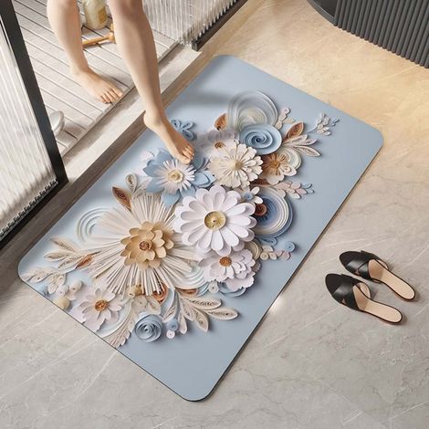 Boue de diatomées améliorée Sky 5080cm Tapis de sol en terre de diatomées, tapis de salle de bain absorbant et antidérapant, tapis de toilette et de salle de bain pour la maison (1/5)
