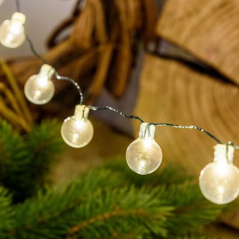 Catena verde 80 sfere in vetro, bianco caldo, luce fissa per decorazioni natalizie (1/5)