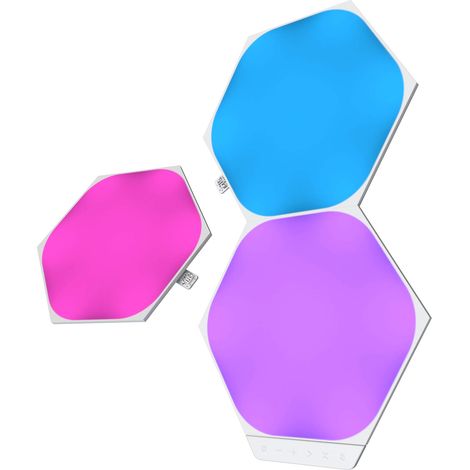 Nanoleaf Shapes Hexagon Expansion Pack, 3 Esagoni LED Aggiuntivi RGBW - Applique da Parete Interno Modulari, Luci Led 16M Colori WiFi, Funziona con Alexa, Sincronia Musica e Monitor, Deco e Gaming (1/4)
