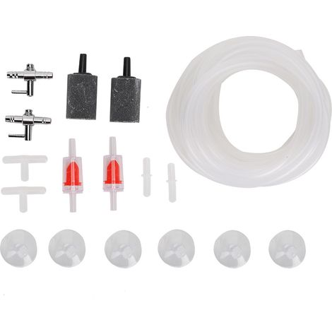 Kit de conexión para bomba de aire de acuario de 4 mm con válvula de 3 vías, piedra difusora y ventosas – Nuevo (1/5)