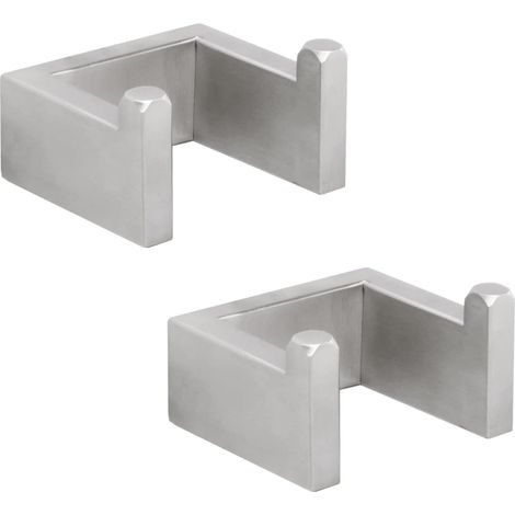 Gancho para toallas, gancho de pared de acero inoxidable, cuadrado, 7 x 6,1 x 4 cm (2 piezas, plata cepillada) (1/5)