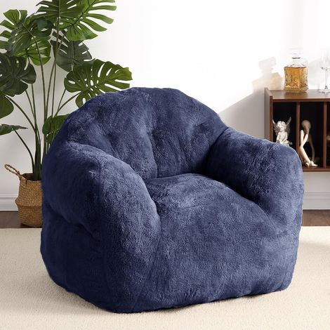 Fauteuil pouf géant bleu marine 130 cm rembourrage inclus pour adultes et enfants (1/5)