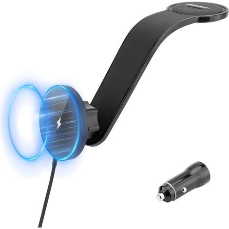 15W Chargeur sans Fil Voiture , Chargeur sans Fil Magnétique, Support Téléphone Voiture Charge Rapide pour iPhone Série, Autres Android Téléphones (1/5)