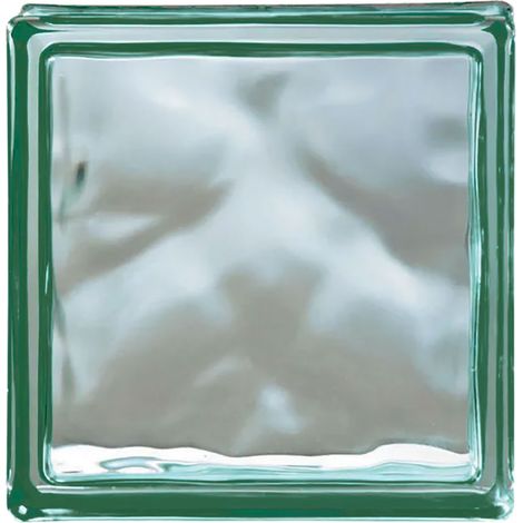 MATTONE IN VETROCAMERA ONDULATO cm 19 x 19 x 8 - verde