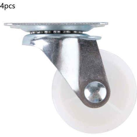 Juego de 4 ruedas giratorias de polipropileno blanco de 3,8 cm (1,5 pulgadas) para muebles (1/5)