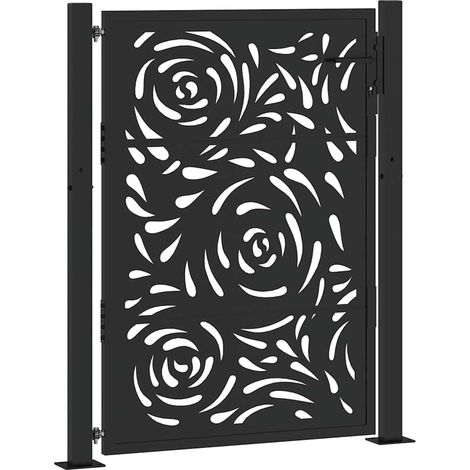 Portail de jardin，Portail de clôture，Portillon de jardin noir 105x130 cm acier conception de flamme CFW64419 (1/5)