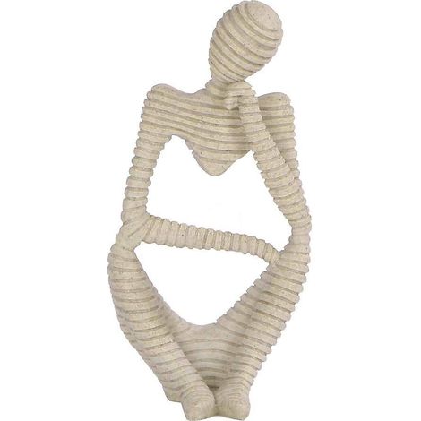 Abstrakte Statue aus Kunstharz und Sandstein, die einen Denker darstellt, Skulptur zur Dekoration von Wohn- und Büroräumen, 25 cm hoch (links). (1/5)