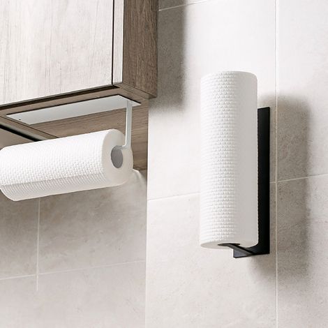Porte-Serviettes Adhésif Sous Placard - En Acier - Montage Sans Perçage - Pour Cuisine Salle De Bain - 1 Pièce (1/4)