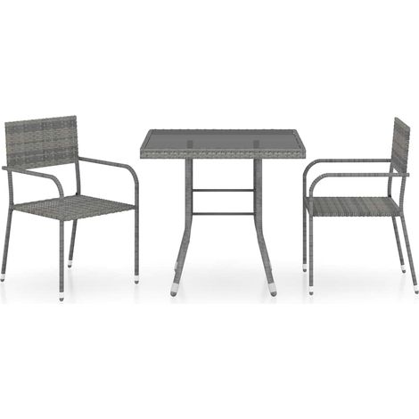 Maison Exclusive - 3-tlg. Garten-Essgruppe Poly Rattan Anthrazit (1/5)