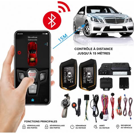 Alarme Voiture Antivol Bidirectionnelle PKE Démarrage sans Clé App Télécommande LCD 1500m 12V 27 × 20 × 12 cm 1,4 kg – Livraison gratuite (1/5)