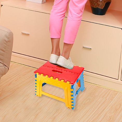 Klapphocker, kleiner Stuhl, hochwertiger tragbarer Kinderhocker, 32 x 22,5 x 30 cm (Sitzfläche rot) (1/5)