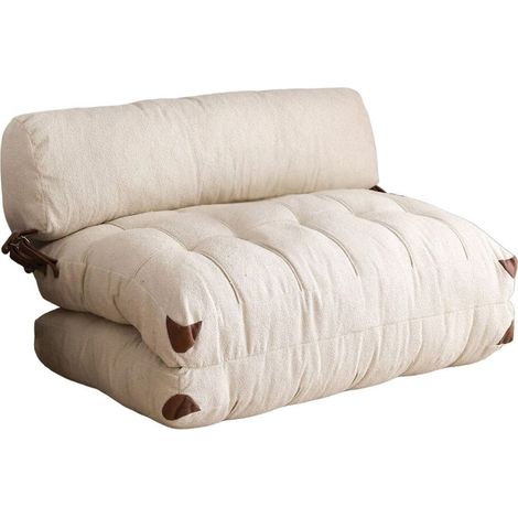 Chauffeuse convertible 2 places en tissu teddy beige - Lucho