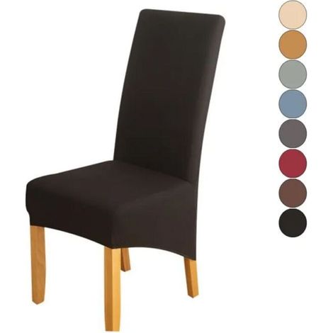 Lot de 2 Grand Housses de chaise Extensible Élastique Siège Chaise Couvre - Noir