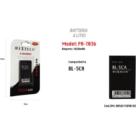 Batterie Lithium Compatible Avec Bl-5ca 1020mah Smartphone Téléphone Portable Maxtech Pa-t036