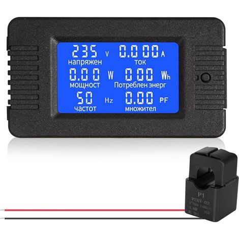 kWh Tester, PZEM-022 AC Digital Energy Meter Voltage Power Meter Display Panel Ammeter Voltmeter with Closed Type CT 100A