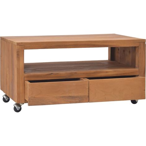 Mobile Porta TV con Ruote 80x50x42 cm in Legno Massello di Teak vidaXL (1/4)