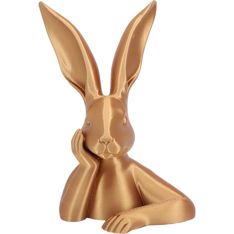Figurine de lapin de Pâques rétro dorée en plastique, sculpture, décoration de table, centre de table, impression 3D (1/5)