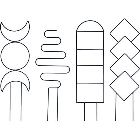 Ensemble de 4 treillis métalliques géométriques pour plantes d'intérieur en pot, support de croissance grimpante.