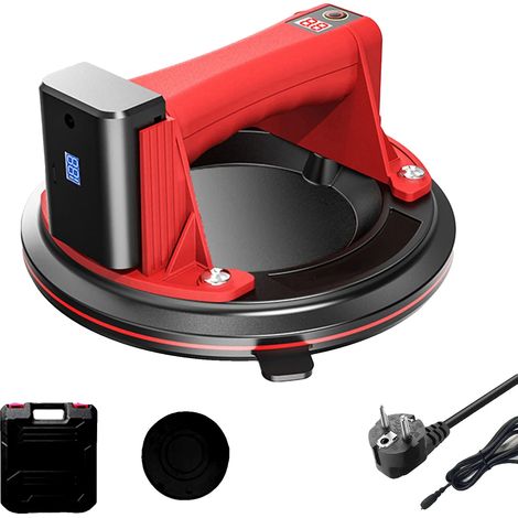 Lève-suceur électrique à vide, capacité de charge de 200 kg, diamètre de 8 pouces, Boîte en plastique rouge (1/2)