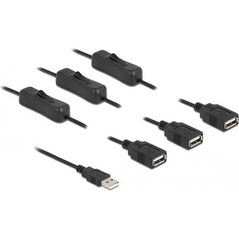 Delock Cable USB Tipo-A macho a 3 x USB Tipo-A hembra con interruptor 1 m