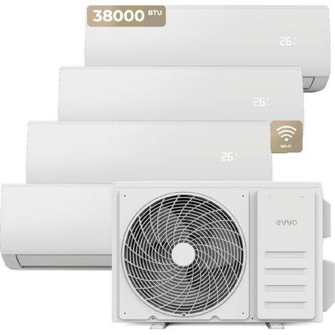 EVVO Aire Acondicionado Split CLIMA Multi 4x1, Conectividad WiFi, Eficiencia A++, Sistema inverter, Bomba de Calor, Deshumidific
