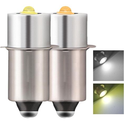 Lot de 2 ampoules LED P13.5S pour lampes torches Maglite 3-12 V - Blanc + blanc chaud (1/5)