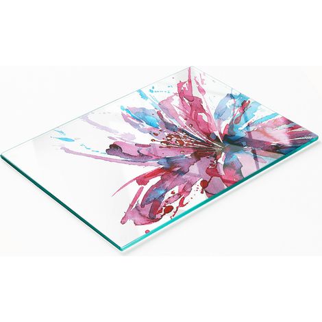 Vassoio da cucina in vetro con grafica floreale astratta, 80x52 cm. (1/5)