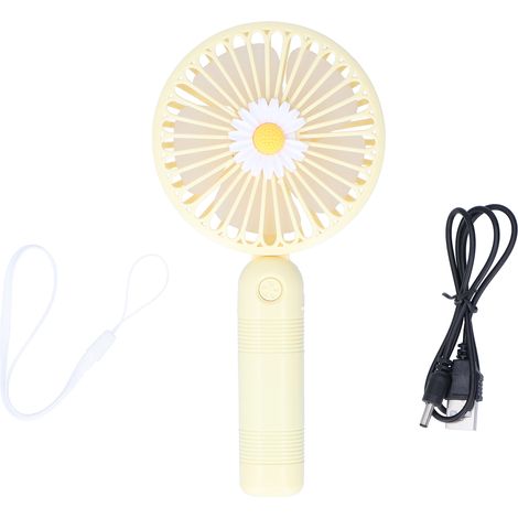 Ventilateur de Poche Rechargeable Mignon à Motif Fleuri, Portable et Pliable pour Maison, Bureau et Voyage - Jaune (1/5)