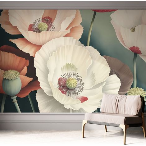 Selbstklebend Tapete - abwaschbar - Arbeitszimmer - Esszimmer- Top Qualität Blumige Schönheit 312x219 cm (1/5)