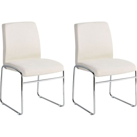 Set di 2 sedie da pranzo imbottite Design moderno Base in metallo Beige chiaro Lecco