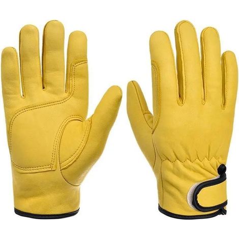 Gants de travail en cuir de vachette antidérapants et résistants à l'usure, gants de protection courts et souples en cuir de vachette (1/5)